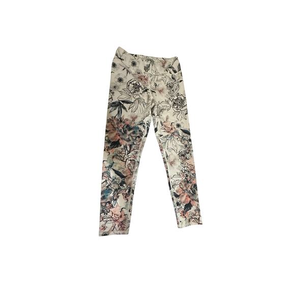 Evolution & Creation White Floral High-Rise Leggings, Size L - Picture 1 of 7